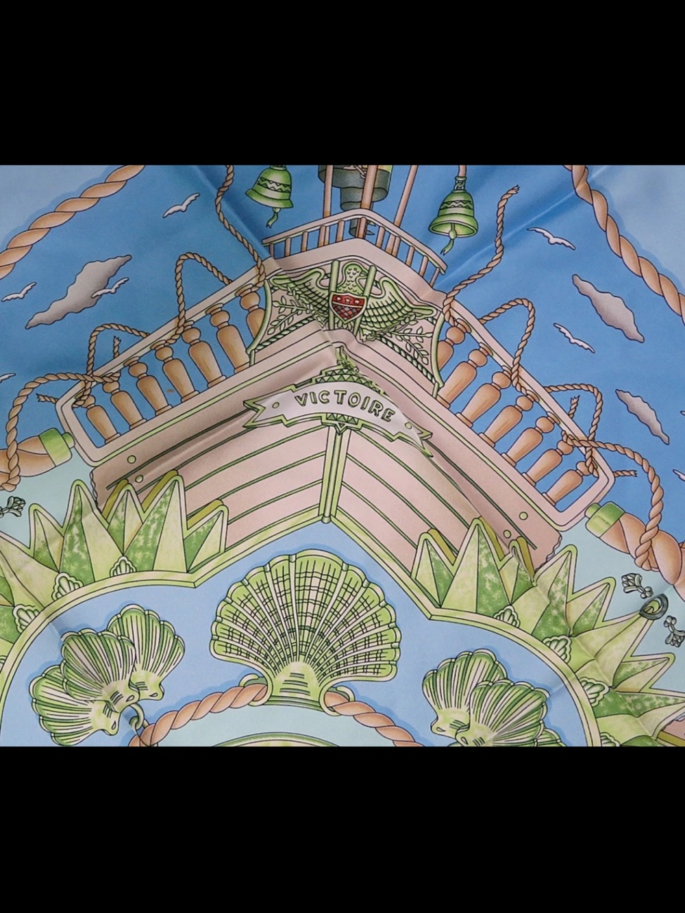Hermes Pale Blue and Green Silk Nautical Square Scarf - Picture 11 of 16